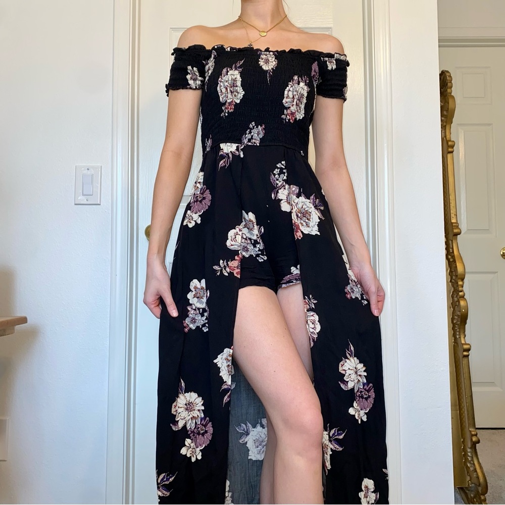 Sky and Sparrow Black Floral Sundress | Romper Dress💐